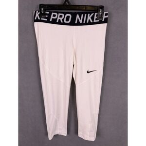 Nike Pro Womens Dri-Fit Compression Pants White Large Read!